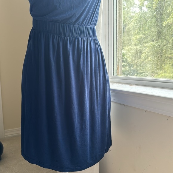 One shoulder Navy Blue Women's Dress - Picture 2 of 4